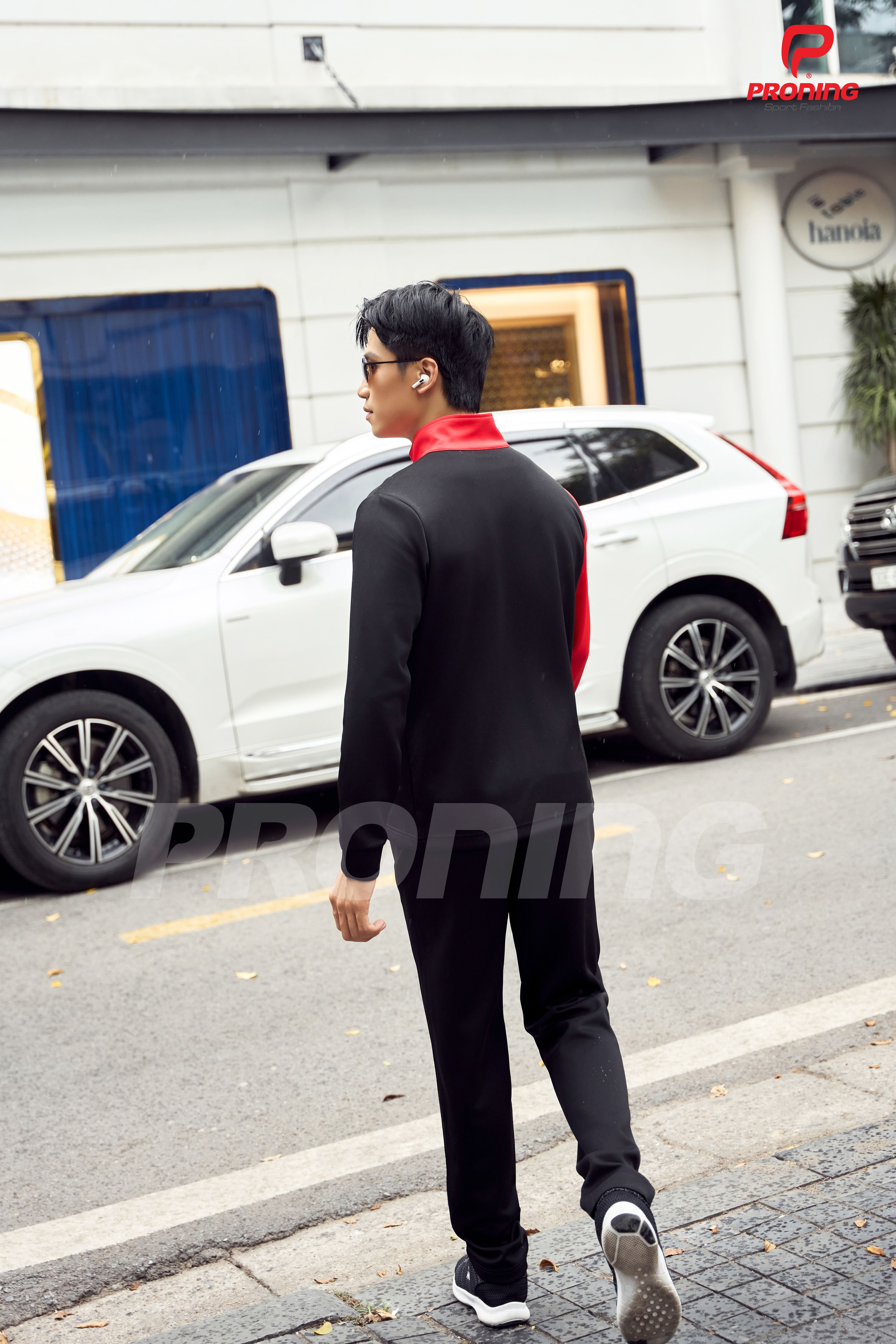 Bộ nỉ thể thao nam MDB-255 đen phối đỏ